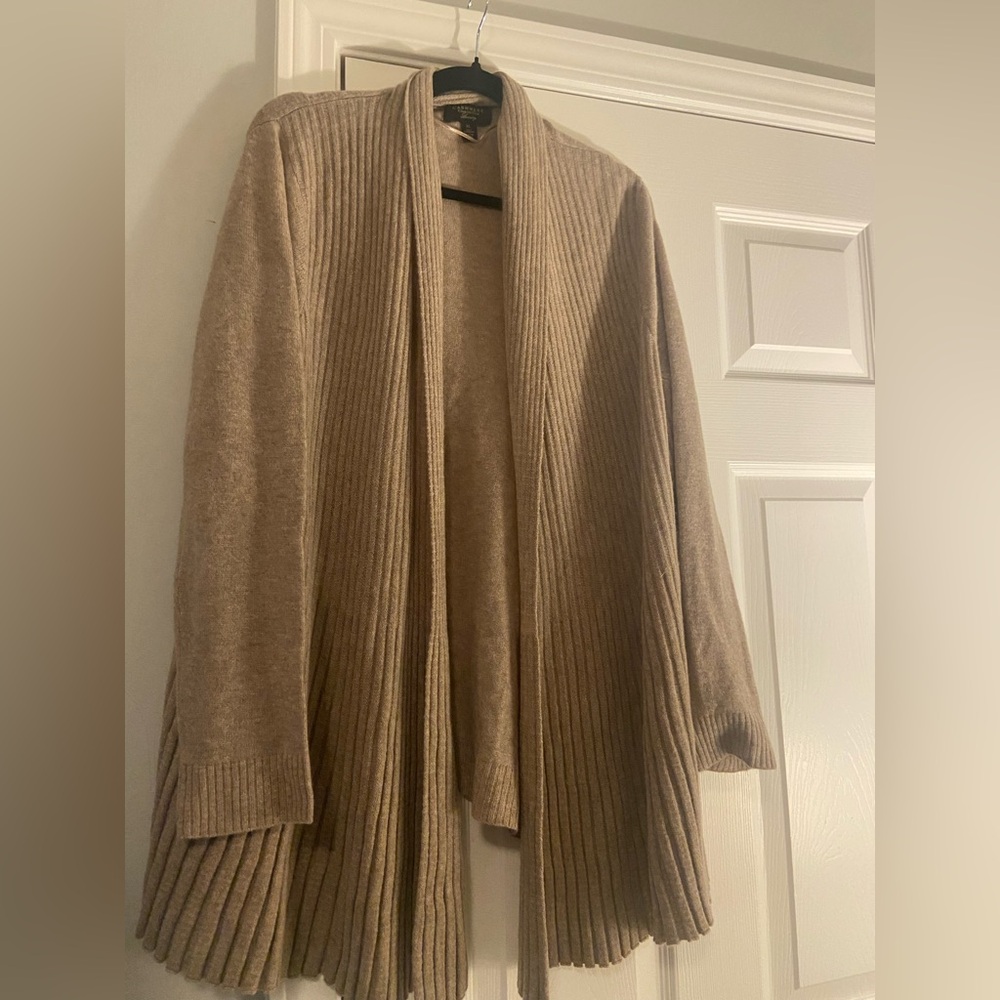 Charter Club Beige Ribbed Open-Front Cardigan